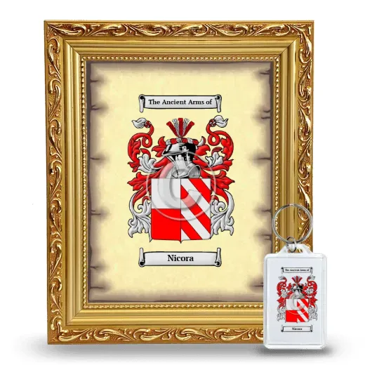 Nicora Framed Coat of Arms and Keychain - Gold