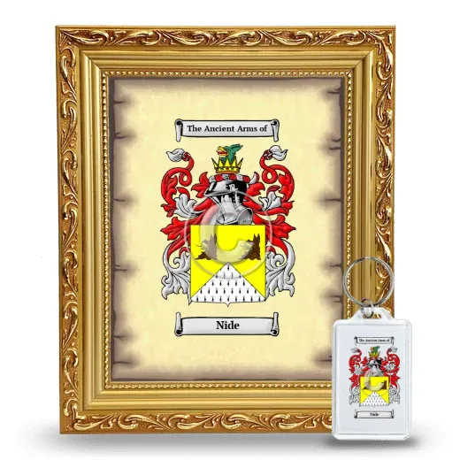 Nide Framed Coat of Arms and Keychain - Gold