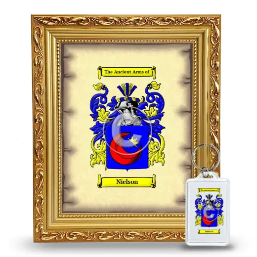 Nielson Framed Coat of Arms and Keychain - Gold