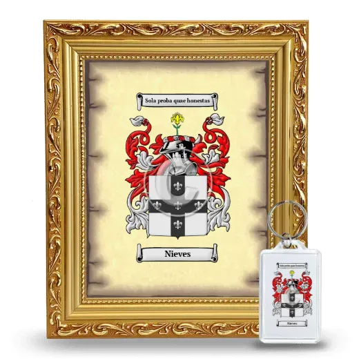 Nieves Framed Coat of Arms and Keychain - Gold