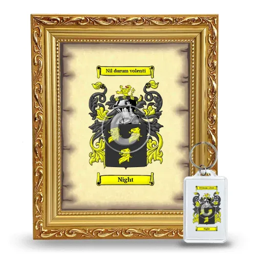 Night Framed Coat of Arms and Keychain - Gold