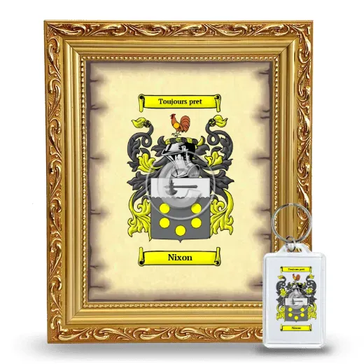 Nixon Framed Coat of Arms and Keychain - Gold
