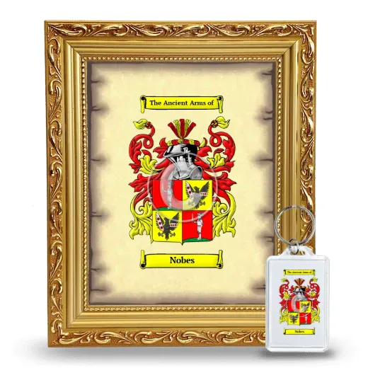Nobes Framed Coat of Arms and Keychain - Gold