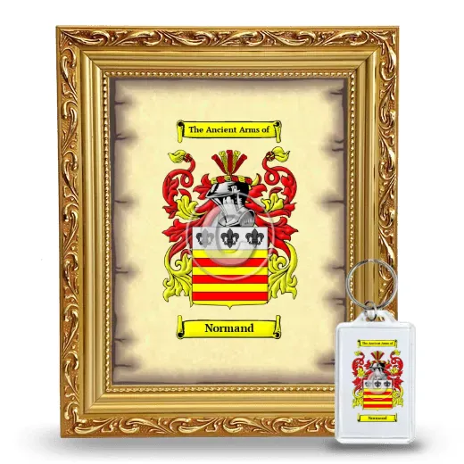 Normand Framed Coat of Arms and Keychain - Gold