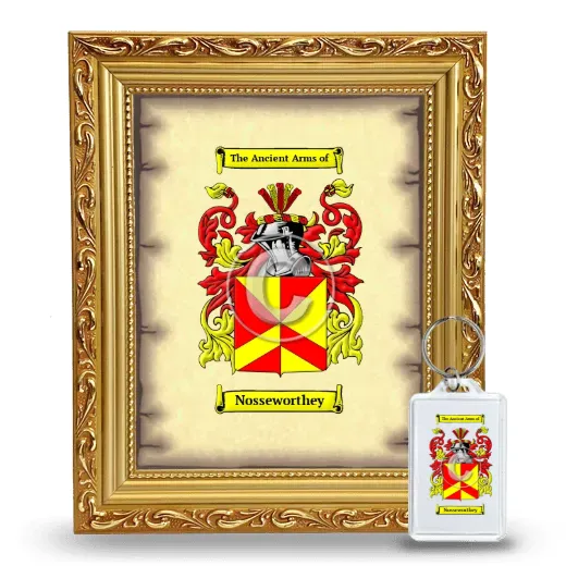 Nosseworthey Framed Coat of Arms and Keychain - Gold