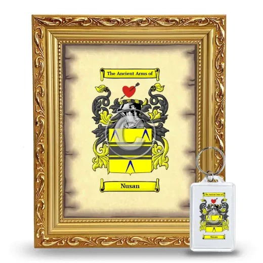 Nusan Framed Coat of Arms and Keychain - Gold