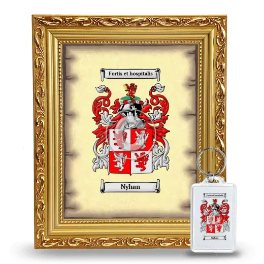 Nyhan Framed Coat of Arms and Keychain - Gold