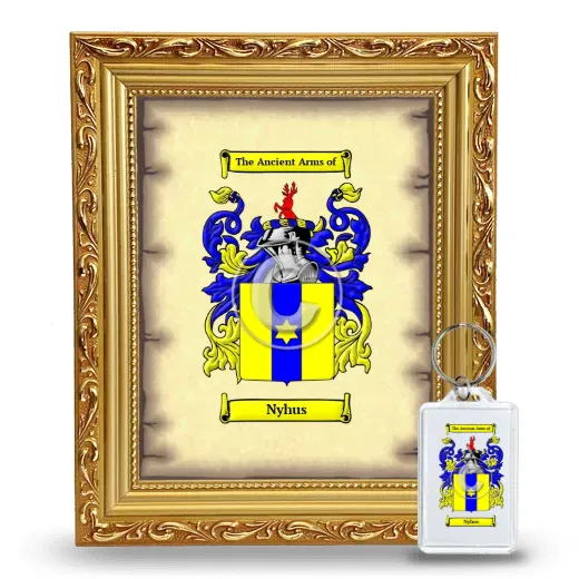 Nyhus Framed Coat of Arms and Keychain - Gold