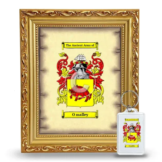 O malley Framed Coat of Arms and Keychain - Gold