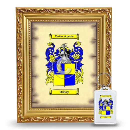 Odday Framed Coat of Arms and Keychain - Gold