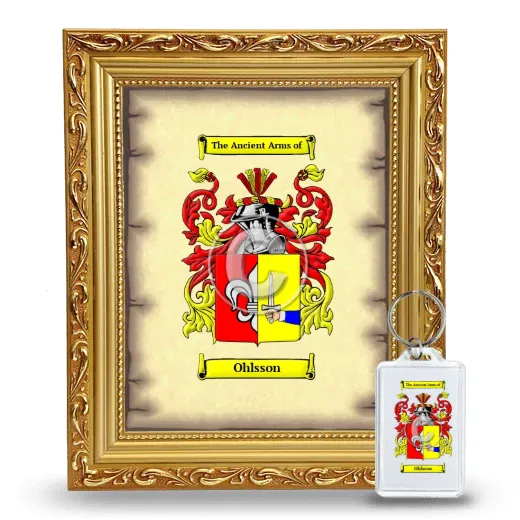 Ohlsson Framed Coat of Arms and Keychain - Gold