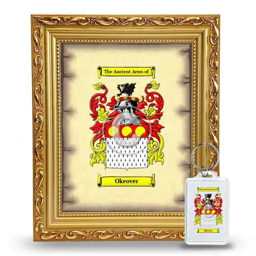Okeover Framed Coat of Arms and Keychain - Gold
