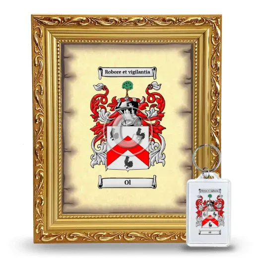 Ol Framed Coat of Arms and Keychain - Gold