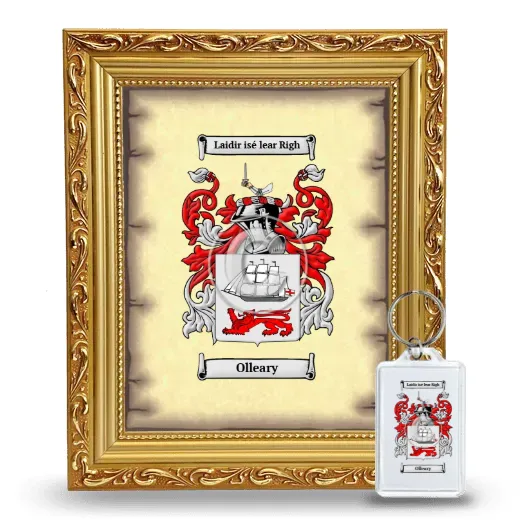 Olleary Framed Coat of Arms and Keychain - Gold