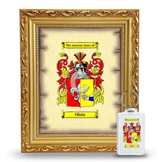 Olsén Framed Coat of Arms and Keychain - Gold