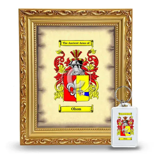 Olson Framed Coat of Arms and Keychain - Gold