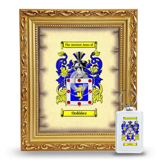 Ordóñez Framed Coat of Arms and Keychain - Gold