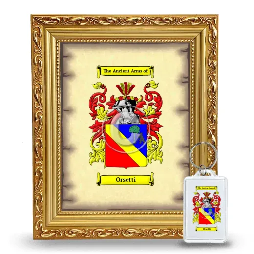 Orsetti Framed Coat of Arms and Keychain - Gold