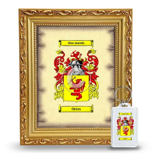 Ortes Framed Coat of Arms and Keychain - Gold