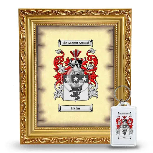 Palin Framed Coat of Arms and Keychain - Gold