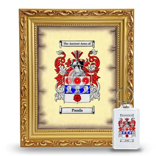 Panda Framed Coat of Arms and Keychain - Gold