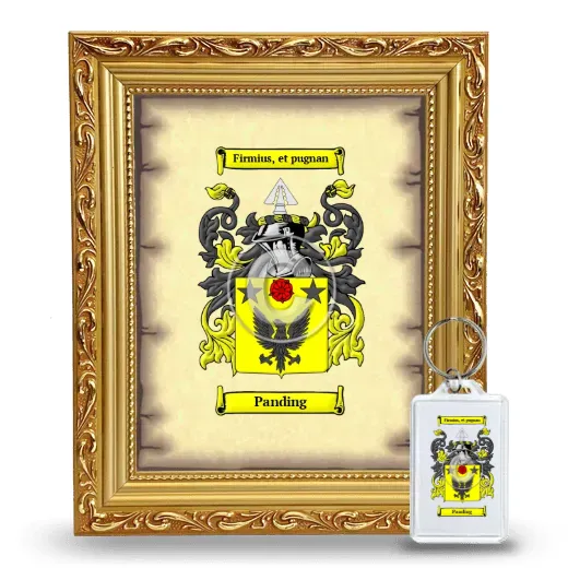 Panding Framed Coat of Arms and Keychain - Gold
