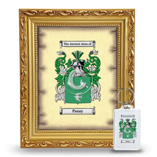 Pansy Framed Coat of Arms and Keychain - Gold