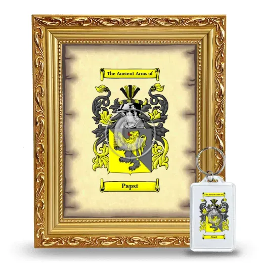 Papst Framed Coat of Arms and Keychain - Gold