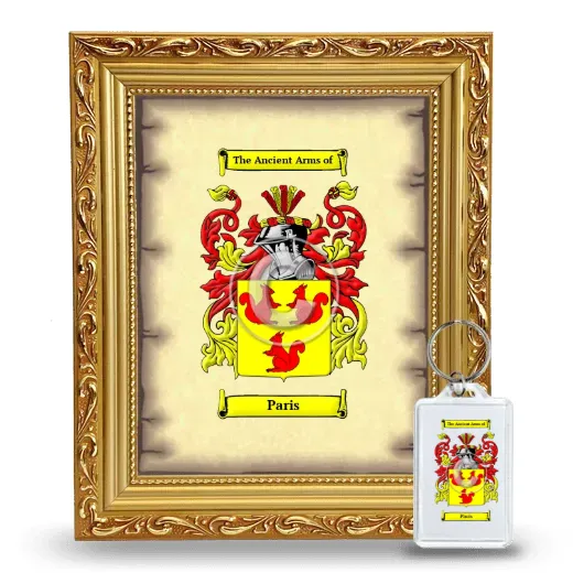 Paris Framed Coat of Arms and Keychain - Gold