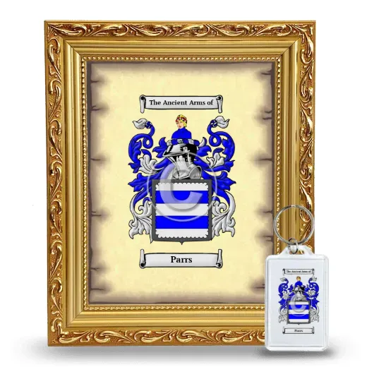 Parrs Framed Coat of Arms and Keychain - Gold