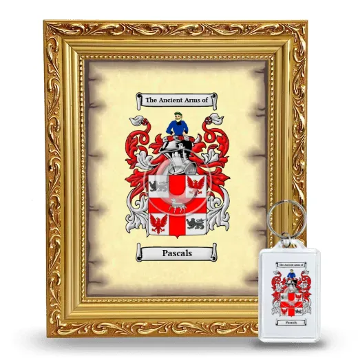 Pascals Framed Coat of Arms and Keychain - Gold