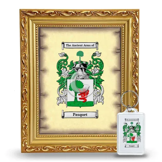 Pasquet Framed Coat of Arms and Keychain - Gold