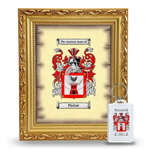 Pastor Framed Coat of Arms and Keychain - Gold