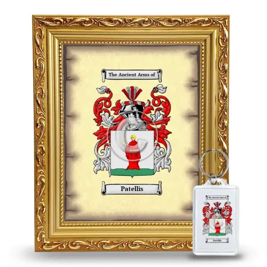 Patellis Framed Coat of Arms and Keychain - Gold