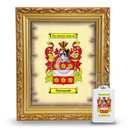 Patenaude Framed Coat of Arms and Keychain - Gold