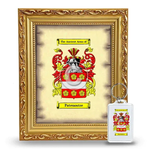Patenostre Framed Coat of Arms and Keychain - Gold