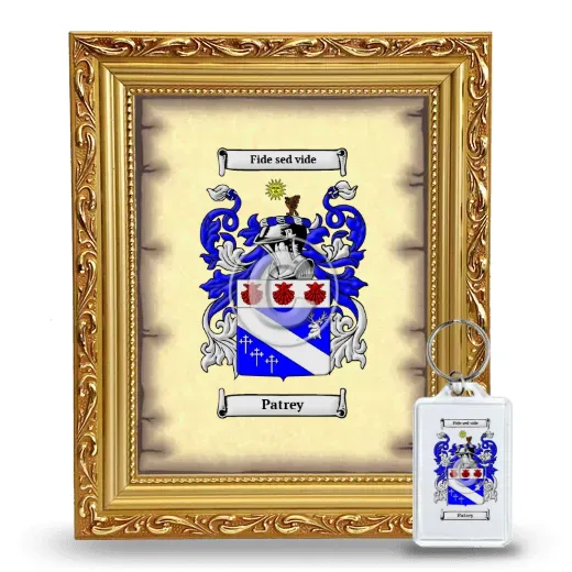 Patrey Framed Coat of Arms and Keychain - Gold