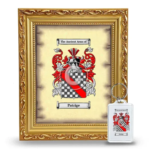 Patrige Framed Coat of Arms and Keychain - Gold
