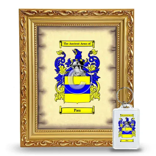 Pau Framed Coat of Arms and Keychain - Gold