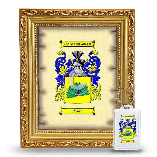 Pauer Framed Coat of Arms and Keychain - Gold