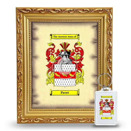 Pavet Framed Coat of Arms and Keychain - Gold
