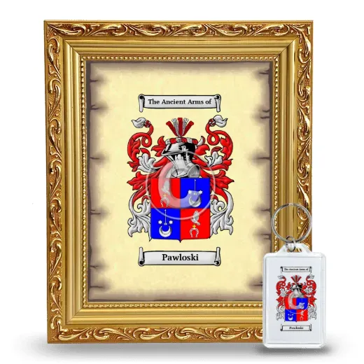 Pawloski Framed Coat of Arms and Keychain - Gold