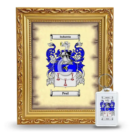 Peal Framed Coat of Arms and Keychain - Gold