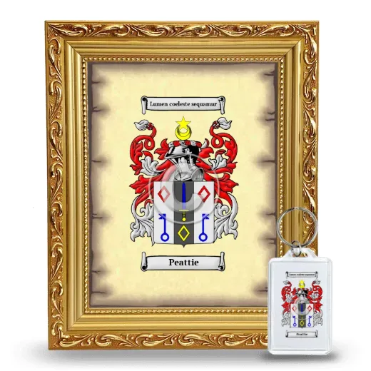 Peattie Framed Coat of Arms and Keychain - Gold