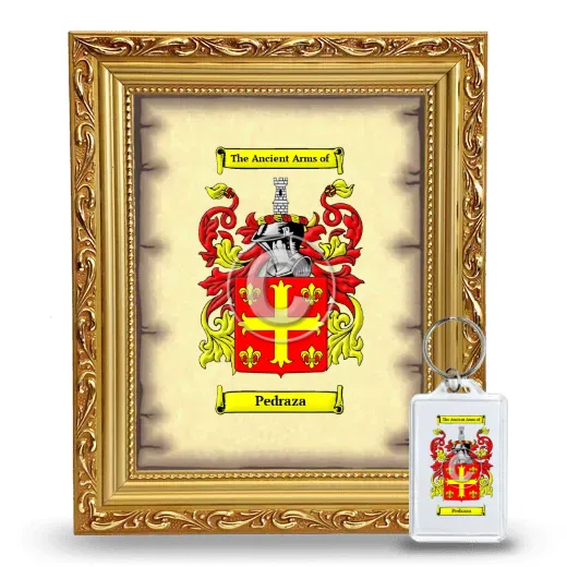 Pedraza Framed Coat of Arms and Keychain - Gold
