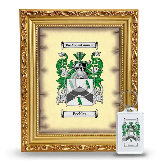 Peebles Framed Coat of Arms and Keychain - Gold