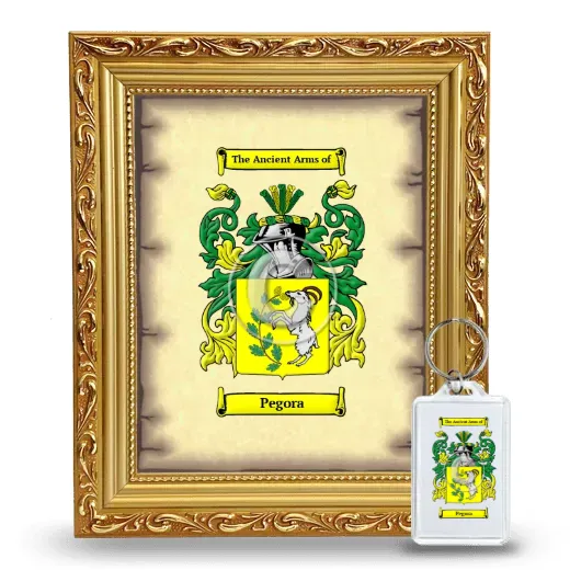 Pegora Framed Coat of Arms and Keychain - Gold
