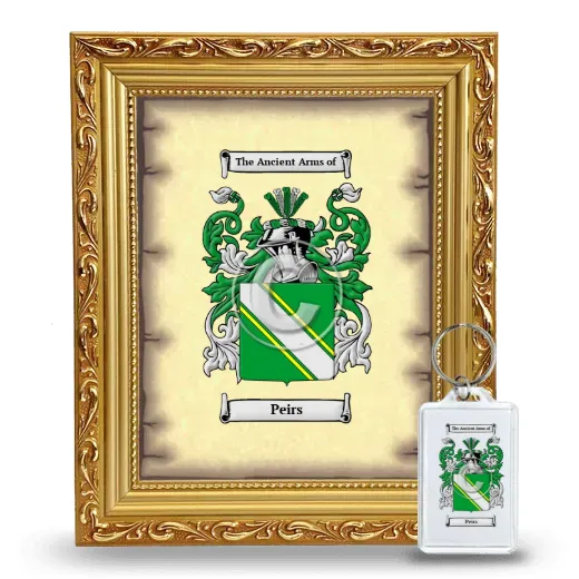 Peirs Framed Coat of Arms and Keychain - Gold