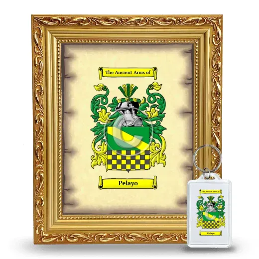 Pelayo Framed Coat of Arms and Keychain - Gold