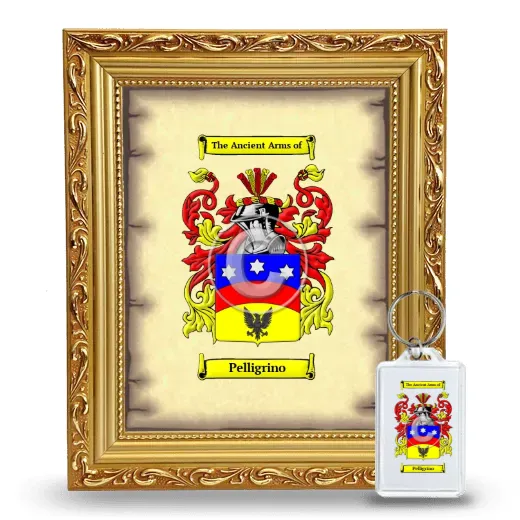 Pelligrino Framed Coat of Arms and Keychain - Gold